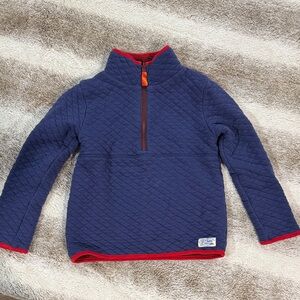 J. Crew Kids Blue Quilted Hoodie with Red Accents